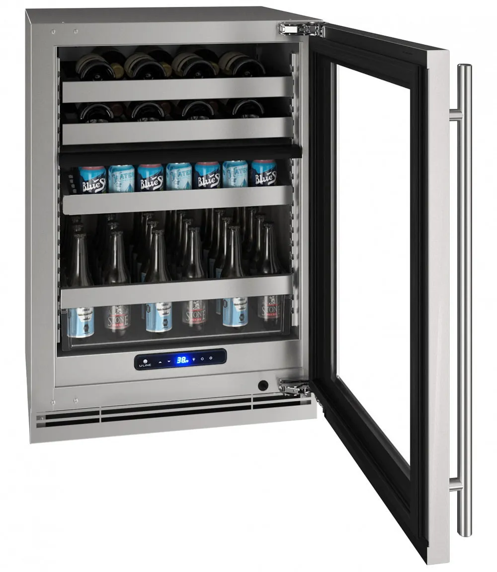 U-Line UHBD524SG51A Hbd524 24" Dual-Zone Beverage Center With Stainless Frame Finish And Left-Hand Hinge Door Swing (115 V/60 Hz Volts /60 Hz Hz)