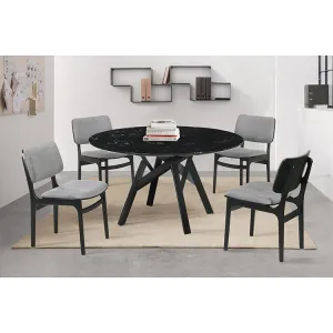 Venus and Lima 5 Piece Black Marble Round Dining Set By Armen Living
