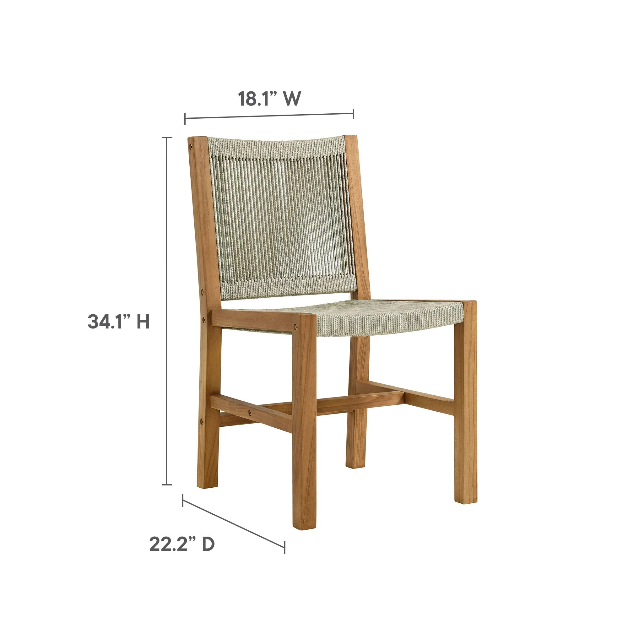 Vienna 3-Piece Outdoor Patio Teak and Rope Dining Set with Armless Chiars by Modway
