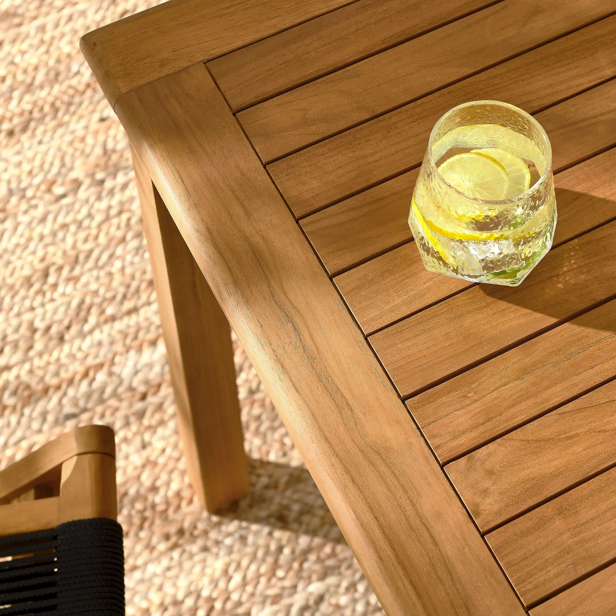 Vienna 5-Piece Outdoor Patio Teak Wood Dining Set with Rope Folding Chairs by Modway
