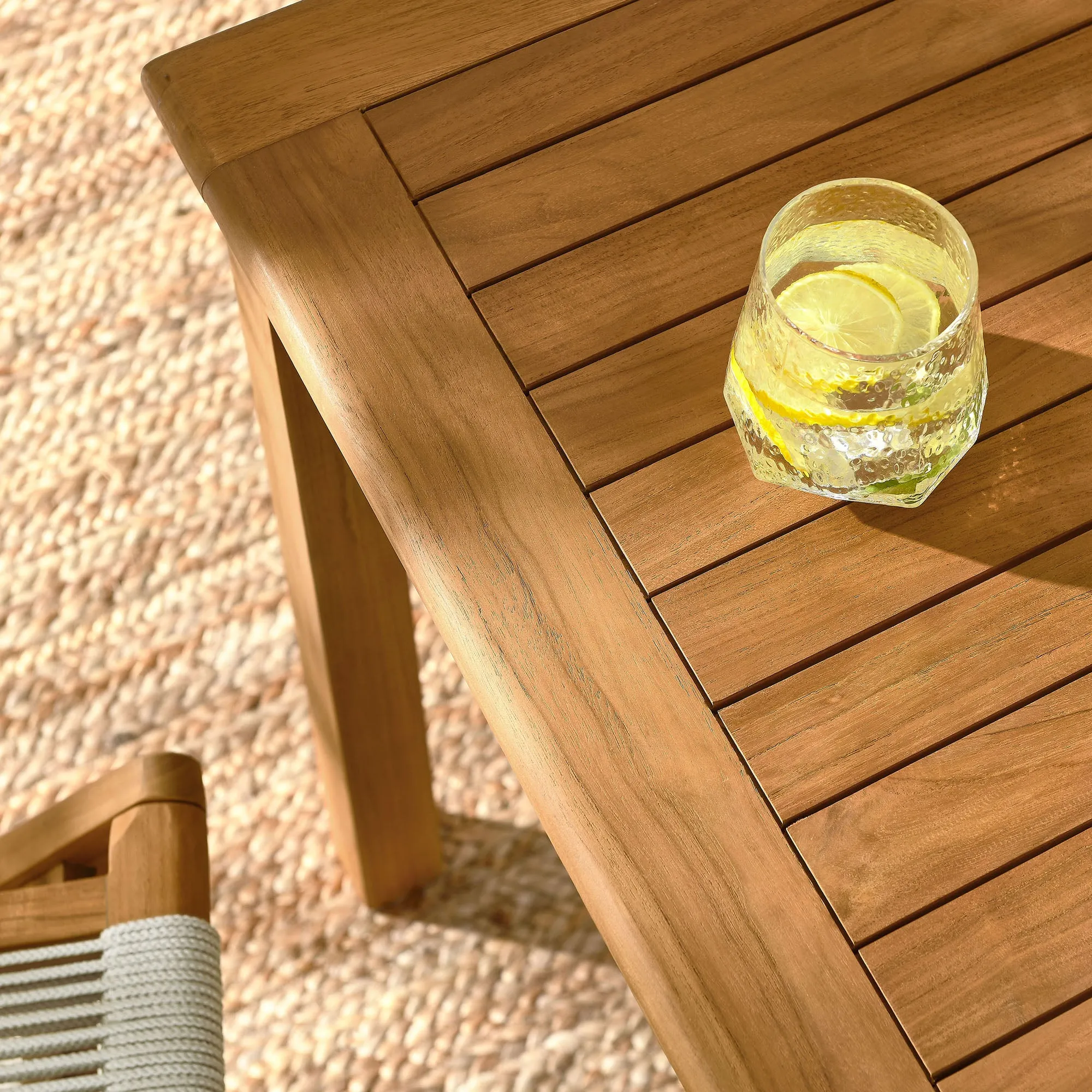 Vienna 5-Piece Outdoor Patio Teak Wood Dining Set with Rope Folding Chairs by Modway