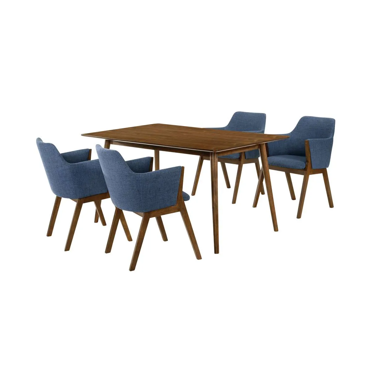 Westmont and Renzo Blue and Walnut 5 Piece Dining Set By Armen Living