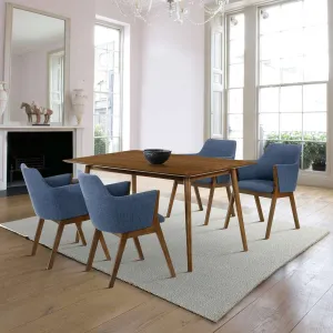 Westmont and Renzo Blue and Walnut 5 Piece Dining Set By Armen Living