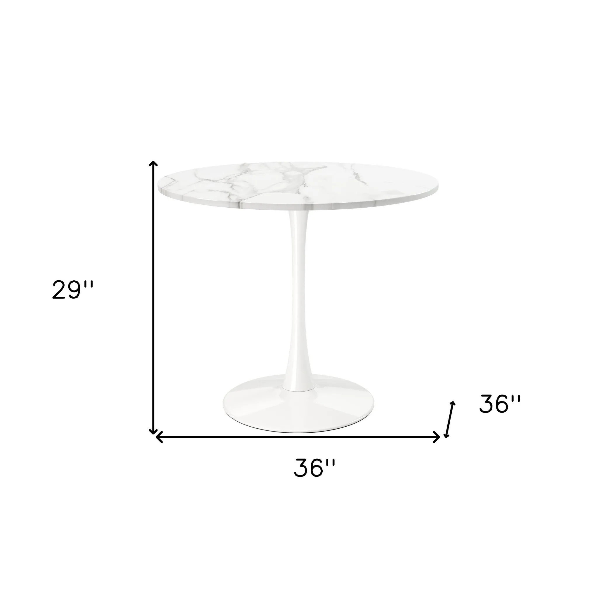 White Rounded Metal Pedestal Base Dining Table By Homeroots