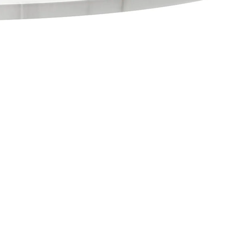 White Rounded Metal Pedestal Base Dining Table By Homeroots
