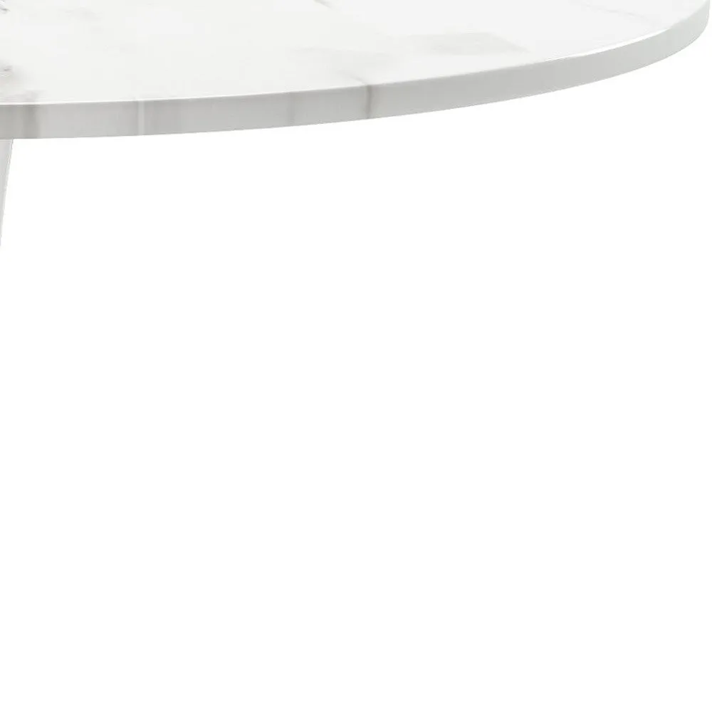 White Rounded Metal Pedestal Base Dining Table By Homeroots