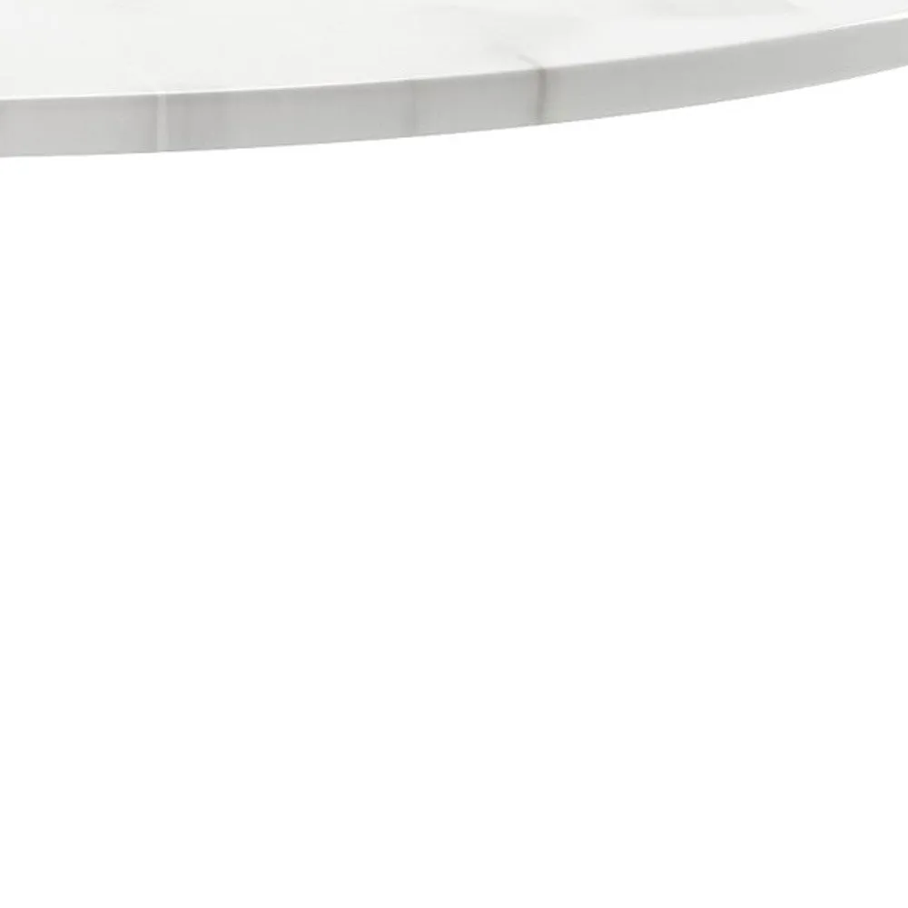 White Rounded Metal Pedestal Base Dining Table By Homeroots