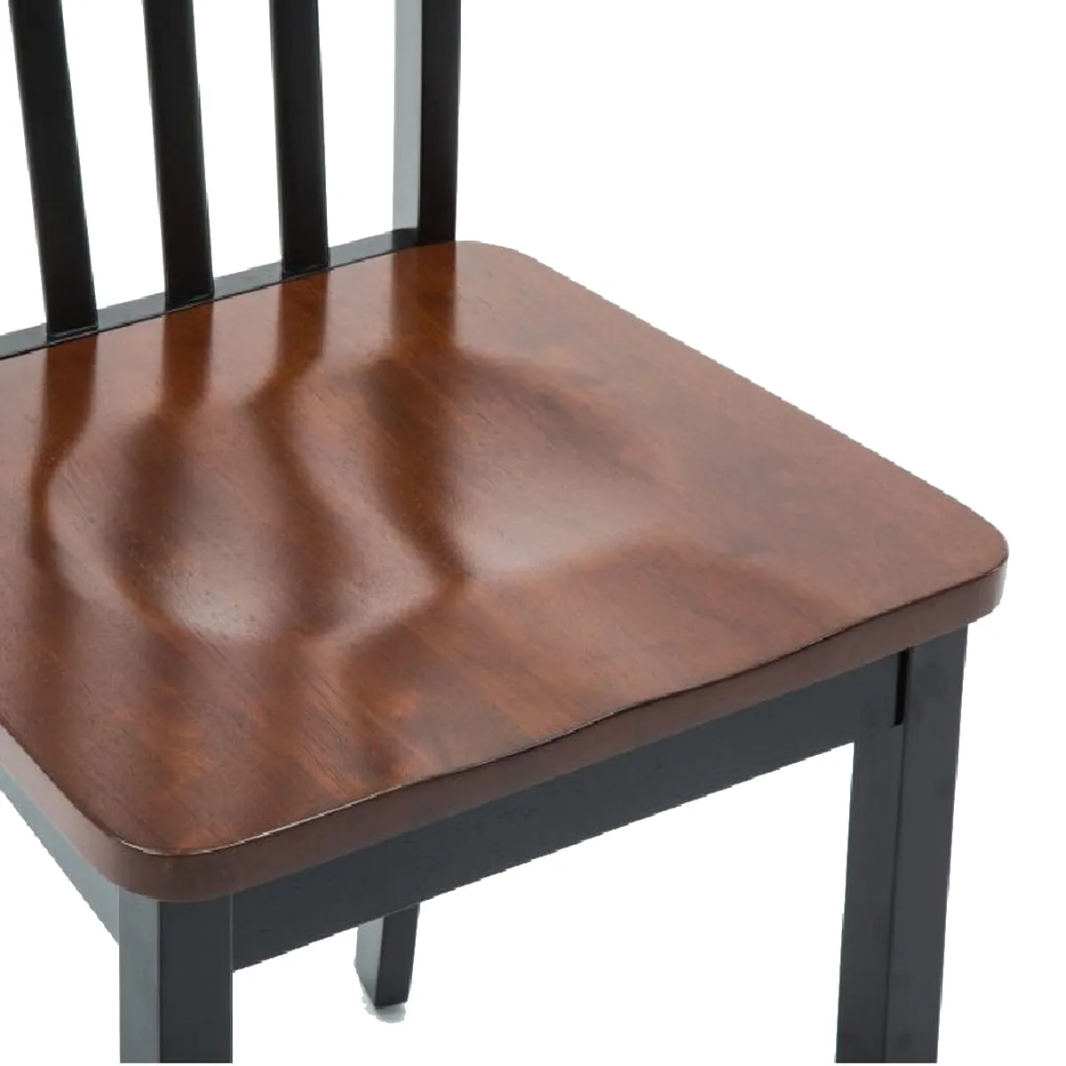 Wooden Seat Dining Chair With Slatted Backrest, Set Of 2, Brown And Black By Benzara
