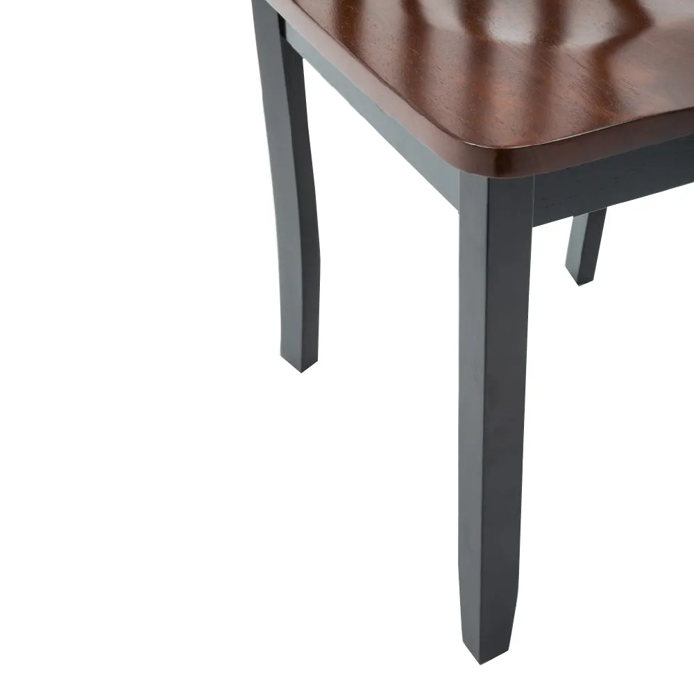 Wooden Seat Dining Chair With Slatted Backrest, Set Of 2, Brown And Black By Benzara