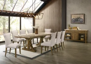 Xavier Marble Top Brown 8 Seater Dining Set   Buffet
